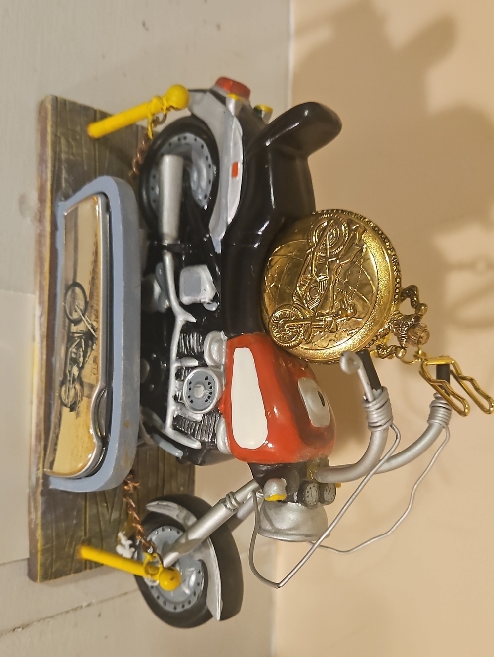 Harley-Davidson Red, Black and Gold Motorcycle Sculpture - Picture 2 of 4